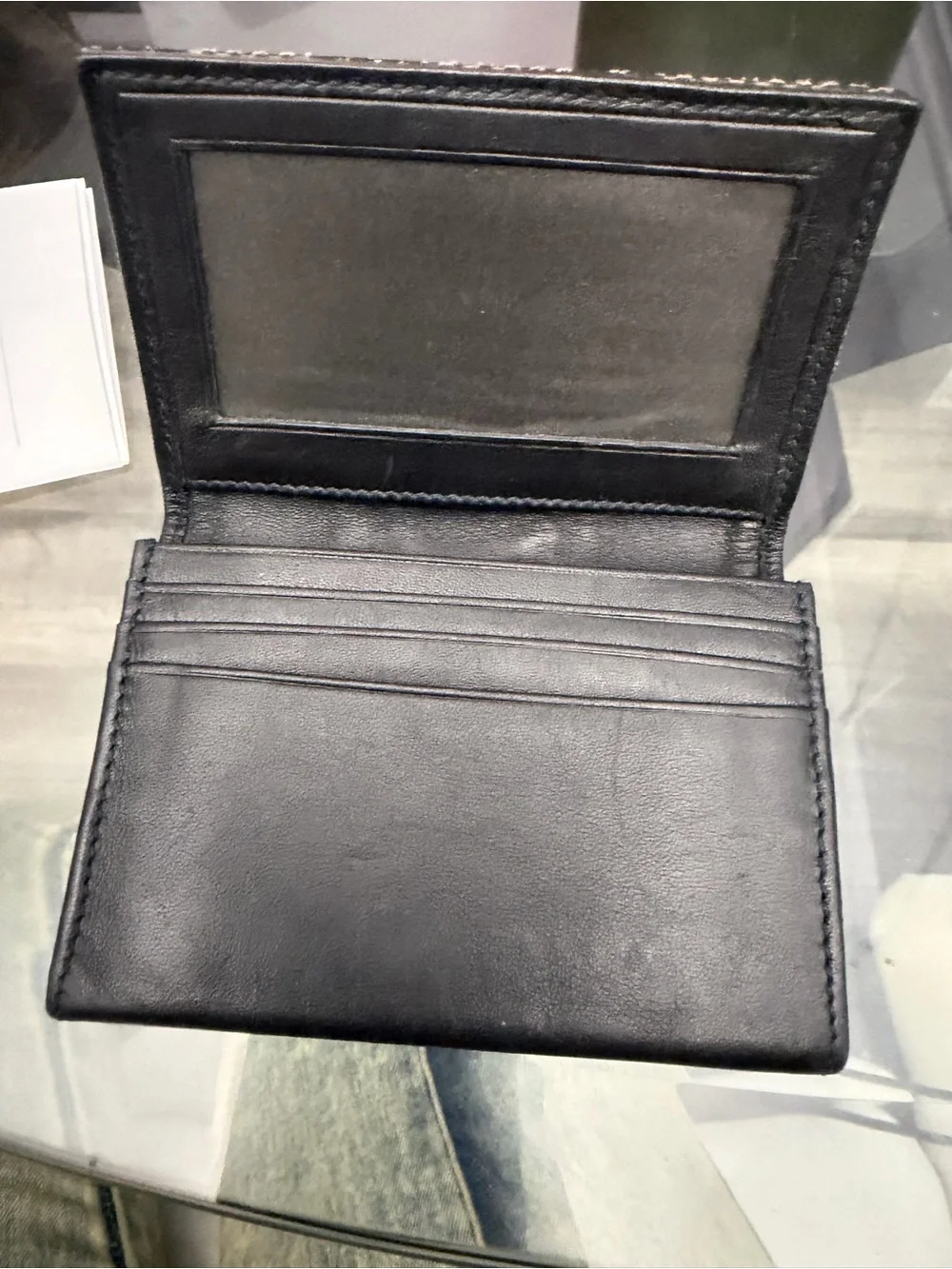 Gucci Brown GG Monogram Canvas Card Sleeve with Black Elastic Strap